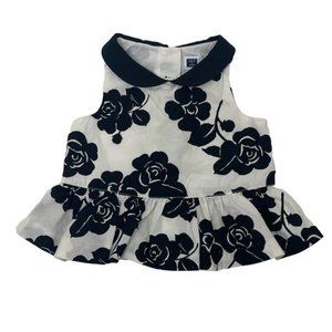 Janie and Jack Girls Black White BELLE Peter Pan Dress Top Blouse Holiday 3-6 M